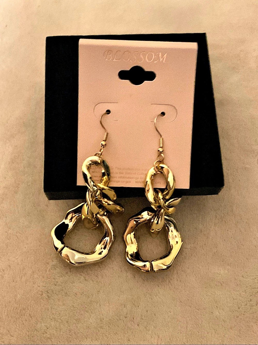 BLOSSOM Gold-Tone Hoop Drop Earrings NWT